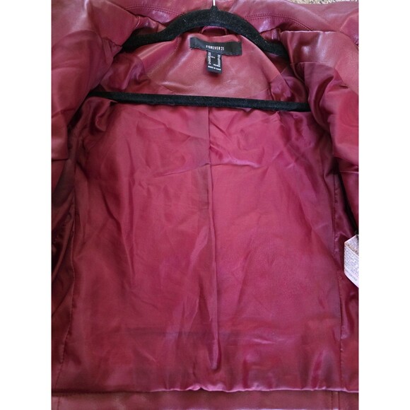 Forever 21 Flex Leather Jacket Maroon Size XS Women's Red Colored Crop - Picture 4 of 4